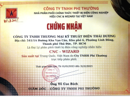 Chứng nhận Đại lý Thiết Bị Điện CNC