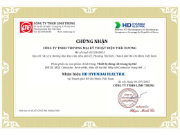 Chứng nhận phân phối Thiết bị điện HUYNDAI