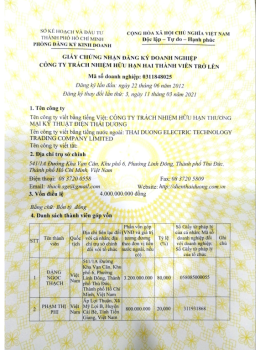 Giấy CN Đăng Ký Kinh Doanh Cty 1