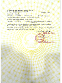 Giấy CN Đăng Ký Kinh Doanh Cty 2