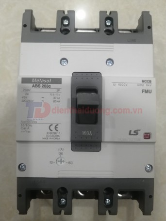 MCCB LS 3P 160A 37kA chỉnh dòng 0.7-0.85-1.0 x In ( ABS203c FMU )