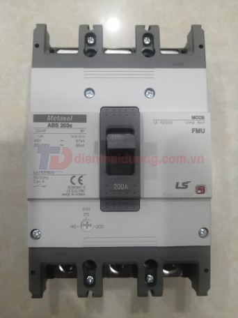 MCCB LS 3P 200A 37kA chỉnh dòng 0.7-0.85-1.0 x In  ( ABS203c FMU )