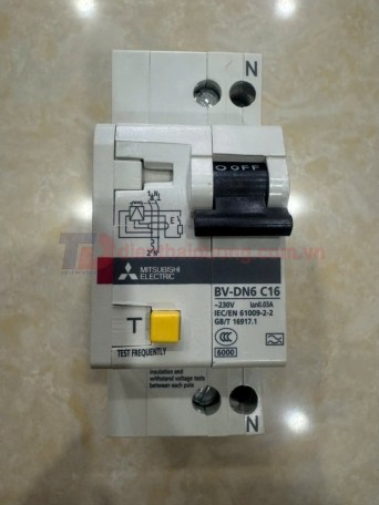 RCBO MITSUBISHI 1P+N 16A 6KA 30mA/100mA/300mA ( BV-DN6 )