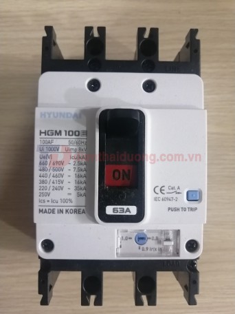 MCCB HYUNDAI 3P 63A 16kA ( HGM100E-F )