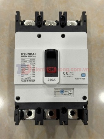 MCCB HYUNDAI 3P 250A 38kA chỉnh dòng nhiệt 0.7~1.0*In ( HGM250H-FVP )