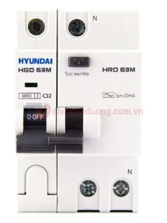 RCBO HYUNDAI 1P+N 16A 30mA 6kA ( HRO63M )