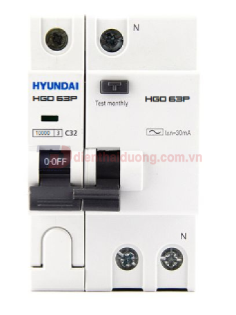 RCBO HYUNDAI 1P+N 16A 30mA 10kA ( HRO63P )