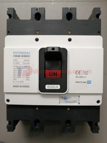 MCCB HYUNDAI 3P 630A 45kA ( HGM630E-F )