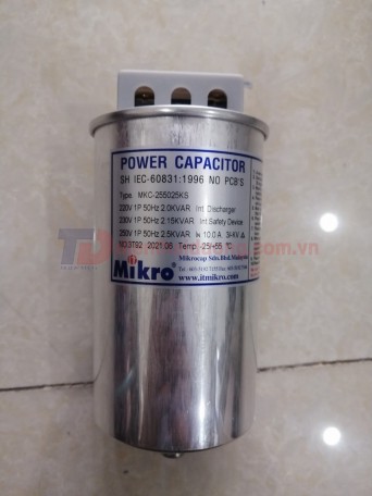 Tụ bù khô MIKRO 1P 2.5KVAr 250V ( MKC-255025KS )