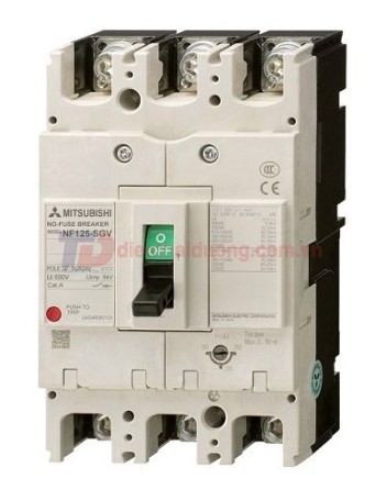 MCCB MITSUBISHI 2P 16-20A 90kA chỉnh dòng: 0.8-1.0*In ( NF125-LGV )