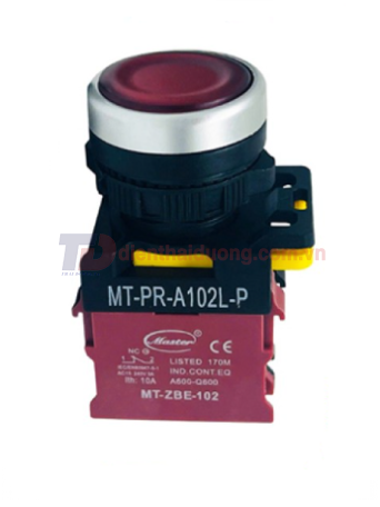 Nút nhấn OFF có đèn MASTER màu đỏ Ø22 loại tự nhả viền mạ bạc ( MT-PR-A102L-P )