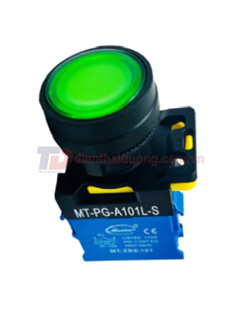 Nút nhấn ON có đèn MASTER màu xanh lá Ø22 loại tự nhả ( MT-PG-A101L-S )