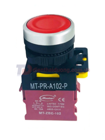Nút nhấn OFF MASTER màu đỏ Ø22 loại tự nhả viền mạ bạc ( MT-PR-A102-P )