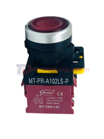 Nút nhấn OFF có đèn MASTER màu đỏ Ø22 loại tự giữ viền mạ bạc ( MT-PR-A102LS-P )