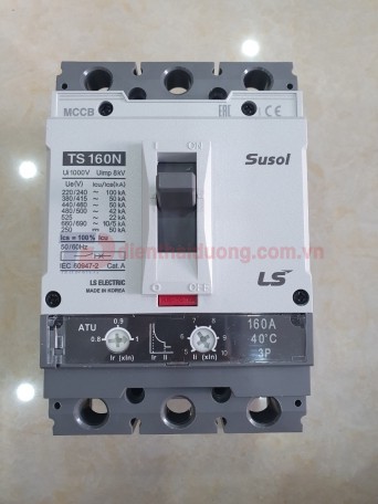 MCCB LS 3P 160A 50kA chỉnh dòng nhiệt 0.8->1.0 x In và dòng ngắn mạch 5->1.0 x In ( TS160N ATU160 )