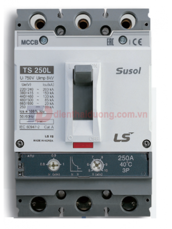 MCCB LS 3P 125A 50kA chỉnh dòng nhiệt 0.8->1.0 x In và dòng ngắn mạch 5->1.0 x In ( TS160N ATU160 )