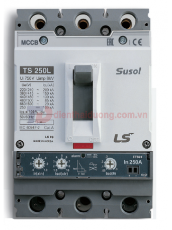 MCCB LS 3P 80A 50kA chỉnh dòng điện tử 13 bước từ 0.4~1.0 x In ( TS100N ETS23 )
