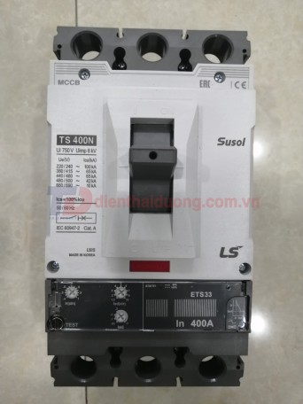 MCCB LS 3P 400A 65kA chỉnh dòng điện tử 13 bước từ 0.4~1.0 x In ( TS400N ETS33 )