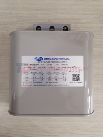 Tụ bù dầu SAMWHA 3P 10KVAr 415V ( SMS-4150100KT )