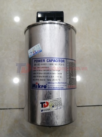 Tụ bù khô MIKRO 1P 5KVAr 250V ( MKC-255050KS )