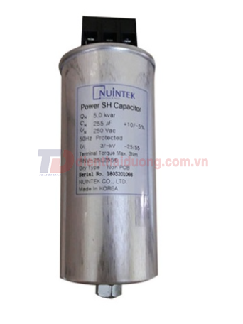 Tụ bù khô NUINTEK 1P 5KVAr 250V ( RNV-25L2556 )