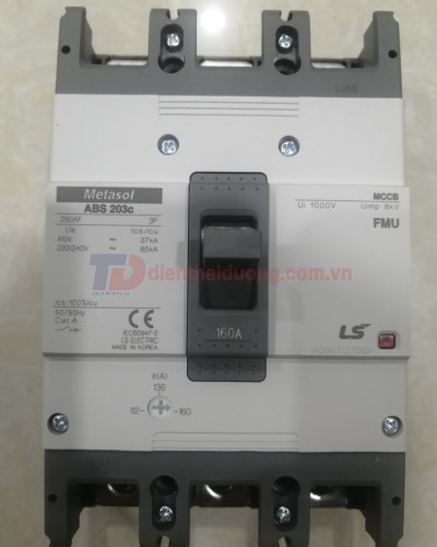 MCCB LS 3P 160A 37kA chỉnh dòng 0.7-0.85-1.0 x In ( ABS203c FMU )