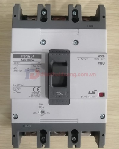 MCCB LS 3P 125A 37kA chỉnh dòng 0.7-0.85-1.0 x In ( ABS203c FMU )