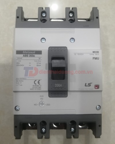 MCCB LS 3P 200A 37kA chỉnh dòng 0.7-0.85-1.0 x In  ( ABS203c FMU )