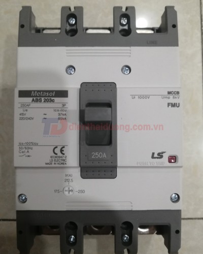 MCCB LS 3P 250A 37kA chỉnh dòng 0.7-0.85-1.0 x In ( ABS203c FMU )