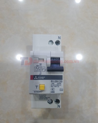 RCBO MITSUBISHI 1P+N 20A 4.5KA 30mA/100mA/300mA ( BV-DN )