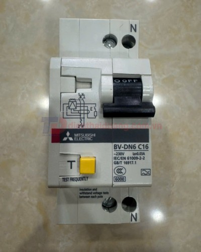 RCBO MITSUBISHI 1P+N 16A 6KA 30mA/100mA/300mA ( BV-DN6 )
