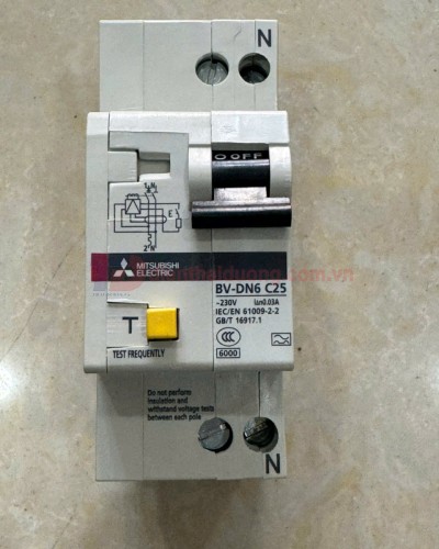 RCBO MITSUBISHI 1P+N 25A 6KA 30mA/100mA/300mA ( BV-DN6 )
