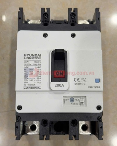 MCCB HYUNDAI 2P 200A 65kA ( HGM250S-F )