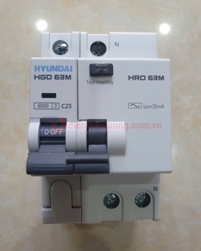 RCBO HYUNDAI 1P+N 25A 30mA 6kA ( HRO63M )