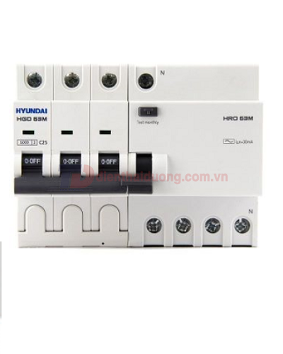 RCBO HYUNDAI 3P+N 16A 30mA 6kA ( HRO63M )