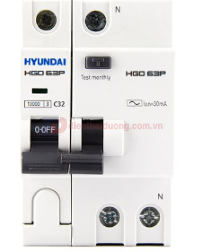 RCBO HYUNDAI 1P+N 32A 30mA 10kA ( HRO63P )