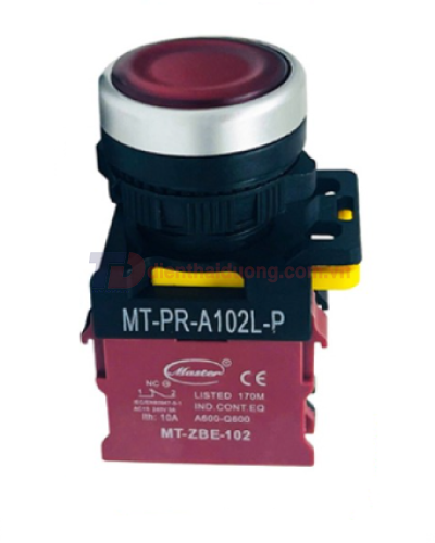 Nút nhấn OFF có đèn MASTER màu đỏ Ø22 loại tự nhả viền mạ bạc ( MT-PR-A102L-P )