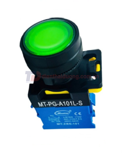 Nút nhấn ON có đèn MASTER màu xanh lá Ø22 loại tự nhả ( MT-PG-A101L-S )