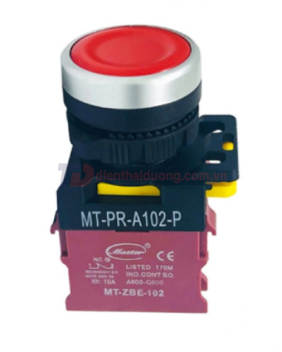 Nút nhấn OFF MASTER màu đỏ Ø22 loại tự nhả viền mạ bạc ( MT-PR-A102-P )