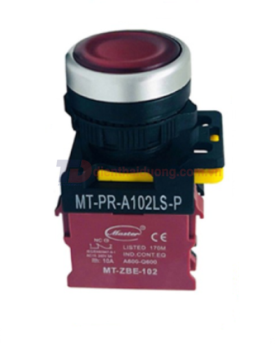Nút nhấn OFF có đèn MASTER màu đỏ Ø22 loại tự giữ viền mạ bạc ( MT-PR-A102LS-P )