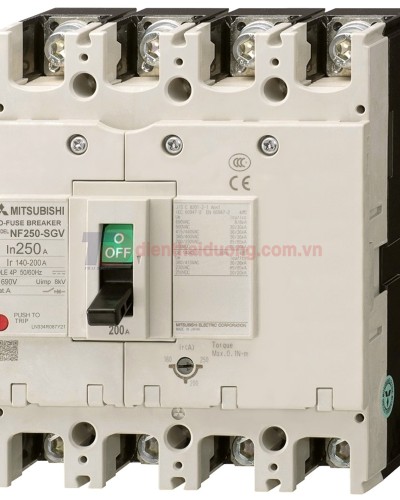 MCCB MITSUBISHI 4P 20A 36kA chỉnh dòng 0.8-1.0*In ( NF125-SGV )
