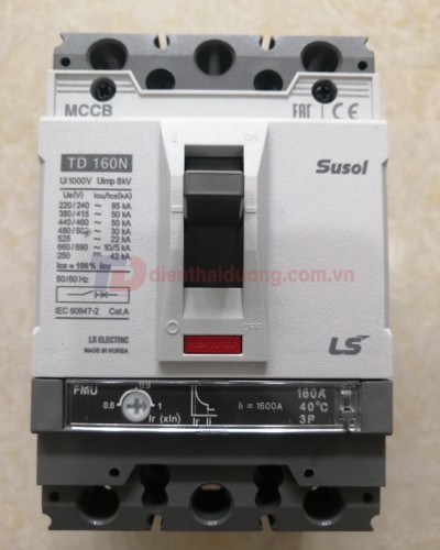 MCCB LS 3P 160A 50kA chỉnh dòng 0.8-0.9-1.0 x In ( TD160N FMU160 )