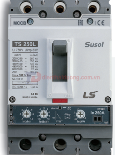 MCCB LS 3P 80A 50kA chỉnh dòng điện tử 13 bước từ 0.4~1.0 x In ( TS100N ETS23 )