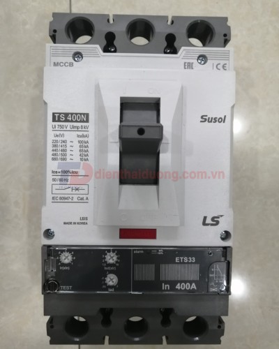 MCCB LS 3P 400A 65kA chỉnh dòng điện tử 13 bước từ 0.4~1.0 x In ( TS400N ETS33 )