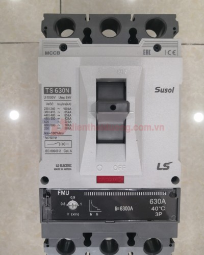 MCCB LS 3P 630A 65kA chỉnh dòng 0.8-0.9-1.0 x In ( TS630N FMU630 )