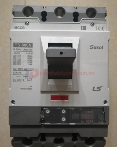 MCCB LS 3P 800A 65kA chỉnh dòng điện tử 13 bước từ 0.4~1.0 x In ( TS800N ETS43 )