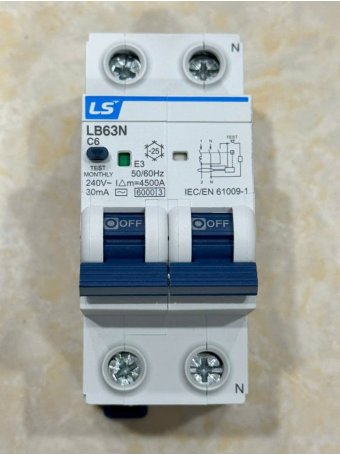 RCBO LS 2P 6A 6KA 30mA ( LB63N )